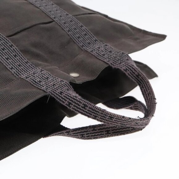 HERMES Her Line MM Hand Bag Nylon Gray Silver Auth - Picture 6 of 15